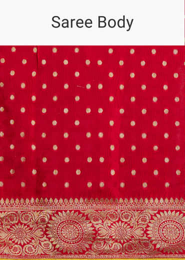 Red Dola Silk Saree With Butti And Floral Woven Border