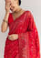 Red Dola Silk Saree With Traditional Floral Amd Jaal Work