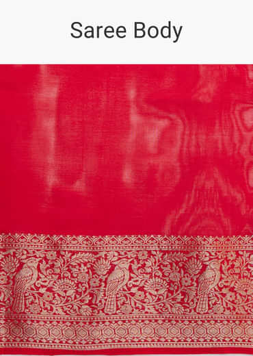 Red Dola Silk Saree With Woven Border And Pallu