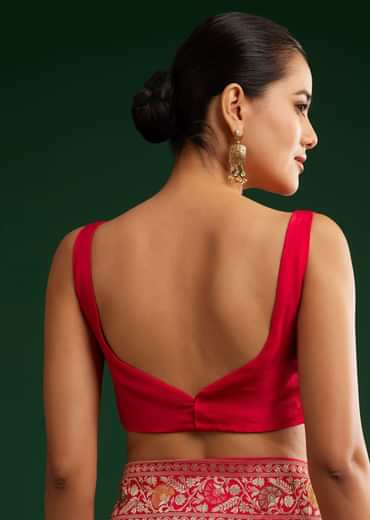 Red Dola Silk Saree With Zari Detailing