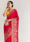 Red Dola Silk Saree With Zari Woven Motifs