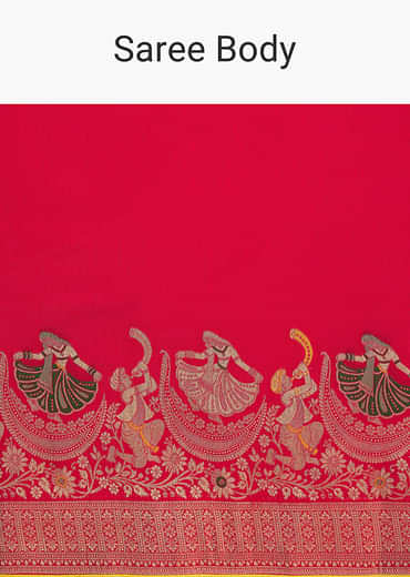 Red Dola Silk Saree With Zari Woven Motifs