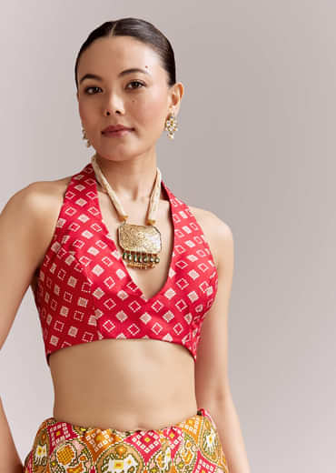 Red Dola Silk Woven Bandhani Saree With Gotapatti Detailing