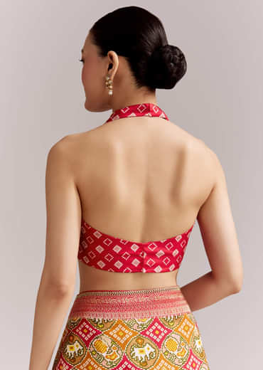 Red Dola Silk Woven Bandhani Saree With Gotapatti Detailing