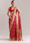 Red Dola Silk Woven Saree With Bandhani Motifs And Zari Border
