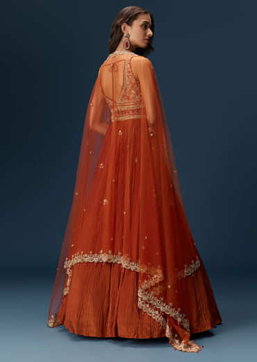 Red Embroidered Bridesmaid Lehenga With Dupatta