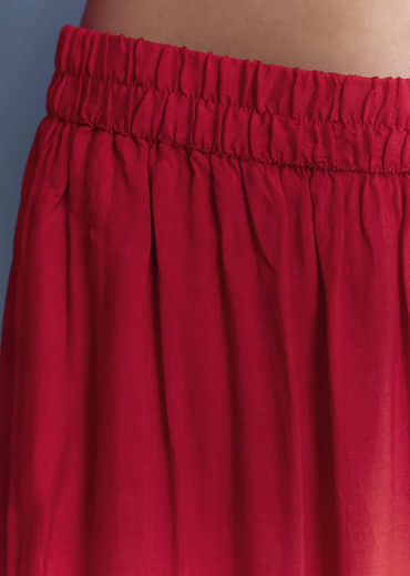 Red Georgette Kurta Set With Bandhani Print And Jacquard Weave