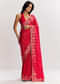 Red Georgette Lurex Saree With Brocade Butti And Gota Patti Border