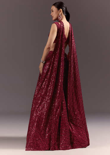 Red Lehenga Set With Embellished Dupatta And Tassels