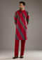Red Modal Kurta Set For Men With Hand Dyed Leheriya Print