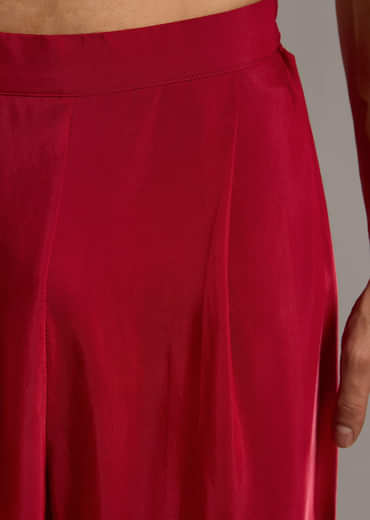 Red Modal Kurta Set For Men With Hand Dyed Leheriya Print