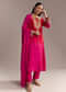 Red Ombre Silk Anarkali Suit With Zari Work