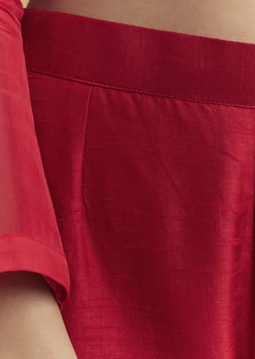 Red Organza Anarkali Suit With Intricate Resham Work