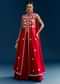 Red Palazzo Suit With Mirror And Moti Work Front Slit Kurta