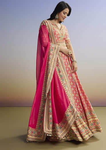 Red Printed Lehenga With Boho Charm