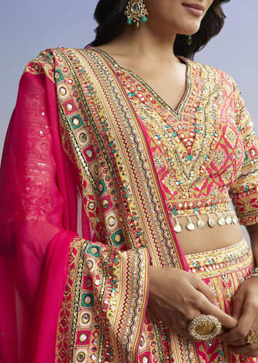 Red Printed Lehenga With Boho Charm