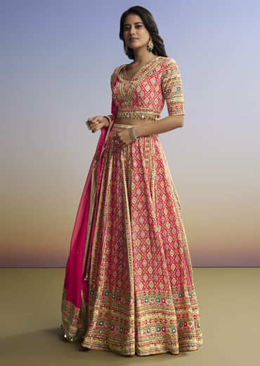 Red Printed Lehenga With Boho Charm