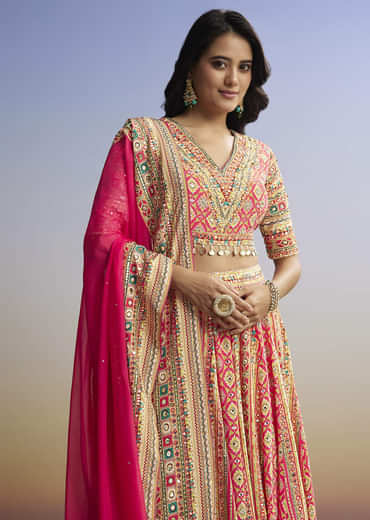 Red Printed Lehenga With Boho Charm