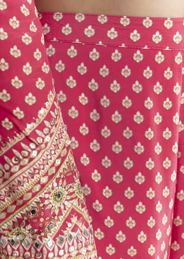 Red Printed Sharara Set