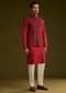 Red Rayon Kurta Jacket Set