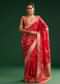 Red Saree With Zari Motif and Heavy Embroidered Blouse