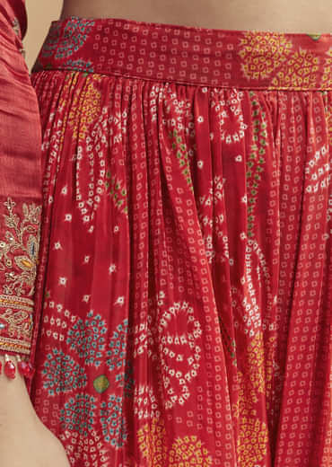 Red Satin Palazzo Suit With Heavy Hand Embroidery