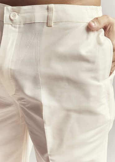 Red Silk Kurta Set For Men With Floral Print