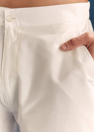 Red Silk Kurta Set For Men With Thread Embroidery