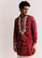 Red Silk Kurta Set With Bandhani Print
