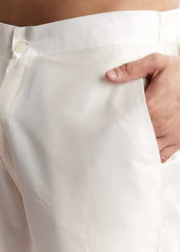 Red Silk Kurta Set With Mandarin Collar