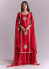 Red Silk Palazzo Suit With Gota Work