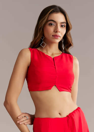 Red Silk Saree With Stone And Cutdana Embroidery