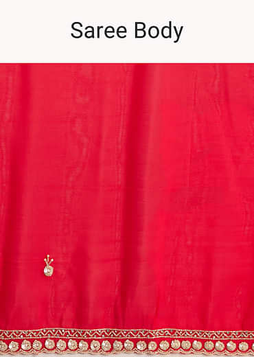Red Silk Saree With Stone And Cutdana Embroidery