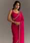 Red Stone Embellished Crushed Tissue Saree With Cutdana Embroidered Border