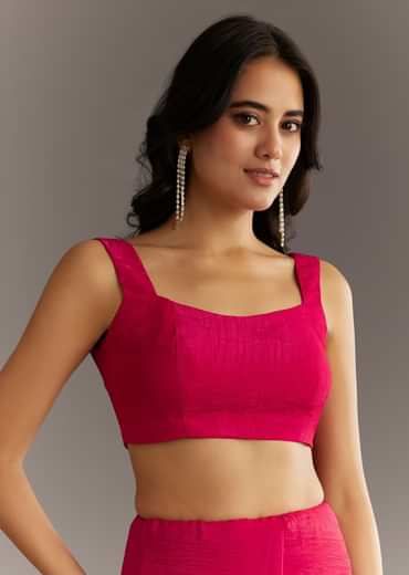 Red Stone Embellished Crushed Tissue Saree With Cutdana Embroidered Border