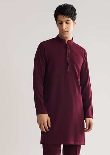 Red Suiting Indo Western With Zardosi Floral Work