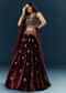 Red Velvet Bridal Lehenga With Cutdana And Beads Embroidery