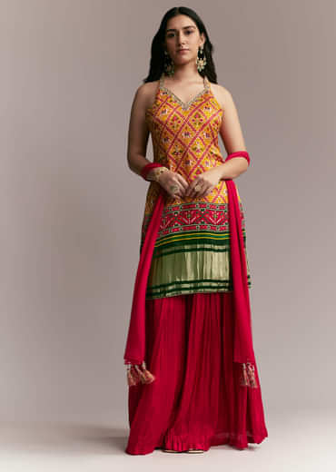 Red  Yellow Patola Palazzo Set