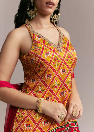 Red  Yellow Patola Palazzo Set