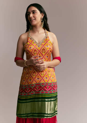 Red  Yellow Patola Palazzo Set