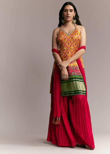 Red  Yellow Patola Palazzo Set