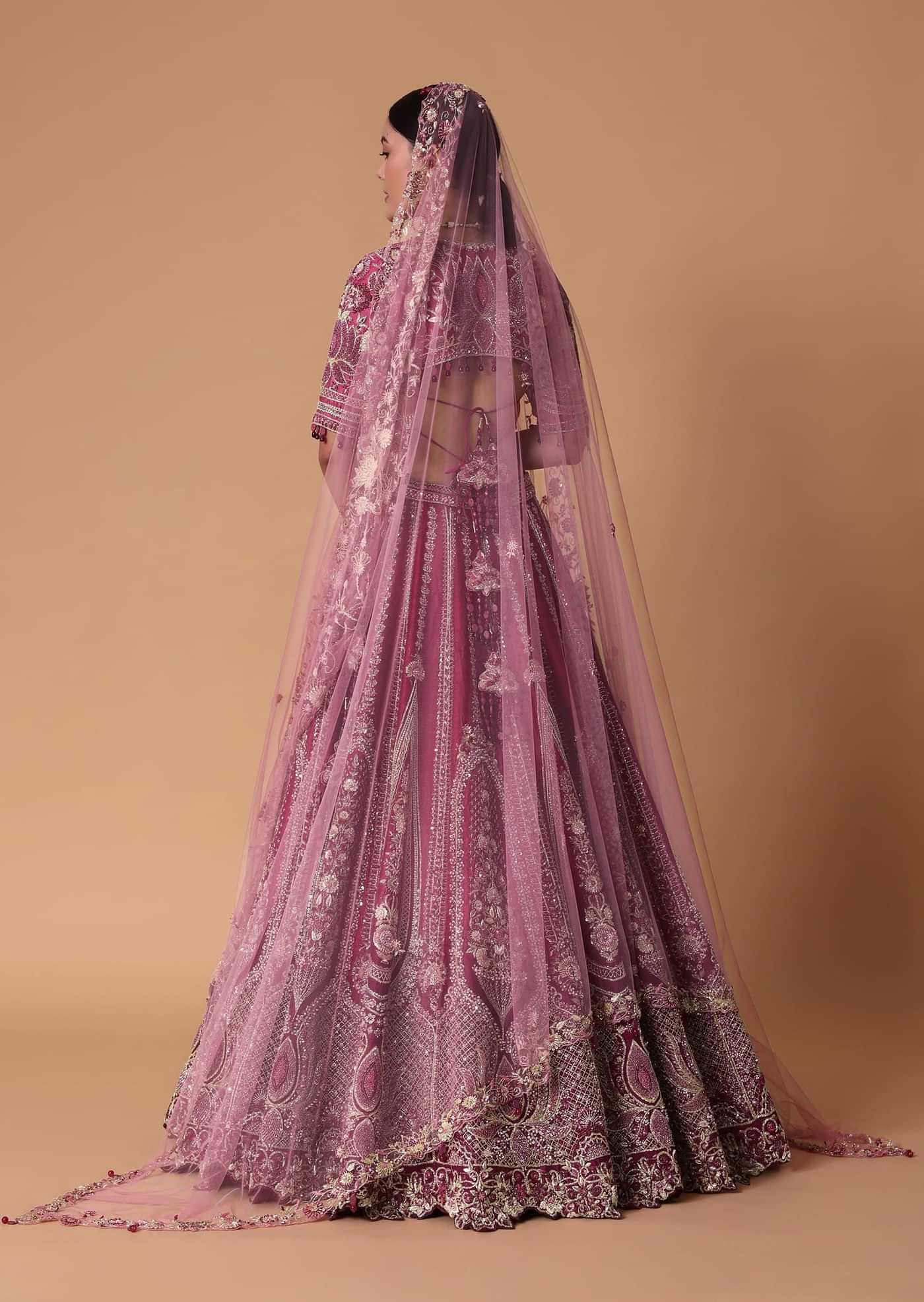 Red Raw Silk Cutdana Lehenga Set With Trail Dupatta