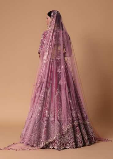 Red Raw Silk Cutdana Lehenga Set With Trail Dupatta