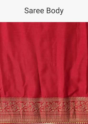 Red Bandhani Silk Woven Saree With Unstitched Blouse Piece