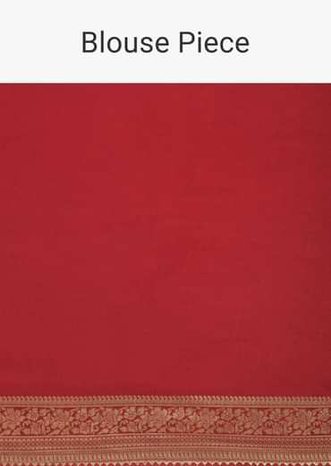 Red Bandhani Silk Woven Saree With Unstitched Blouse Piece