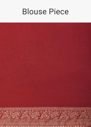 Red Bandhani Weave Saree In Silk With Unstitched Blouse Piece
