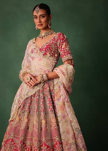 Red Bridal Hand Work Lehenga With Blouse And Dupatta