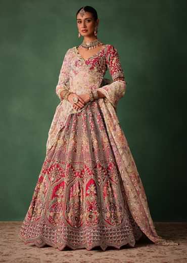 Red Bridal Hand Work Lehenga With Blouse And Dupatta