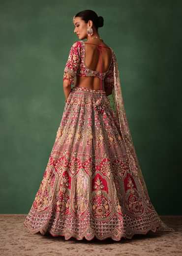 Red Bridal Hand Work Lehenga With Blouse And Dupatta
