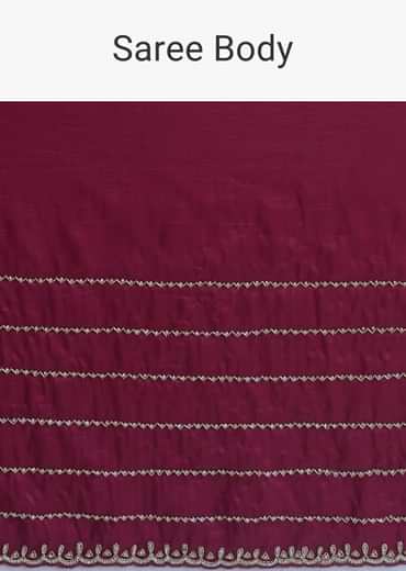 Red Chiffon Silk Saree With Cutdana Embellished